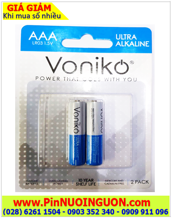 Voniko VO-LR03UD-2B, Pin AAA 1.5v Alkaline VO-LR03UD-2B / AM4 chính hãng _Loại Vỉ 2 viên